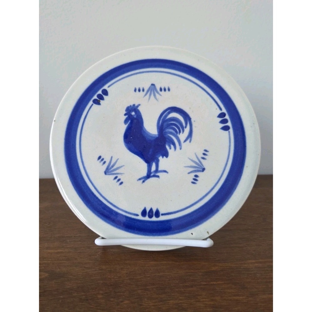 Vintage‎ Palomar Mexican Pottery Blue Rooster Trivet Handmade Signed Mexican